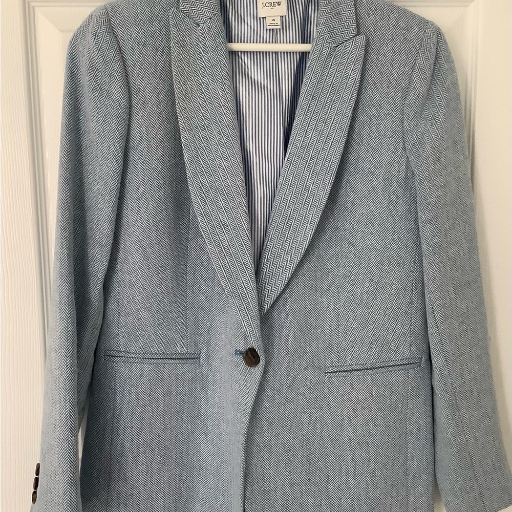 J.Crew factory women’s blue herringbone blazer size 4